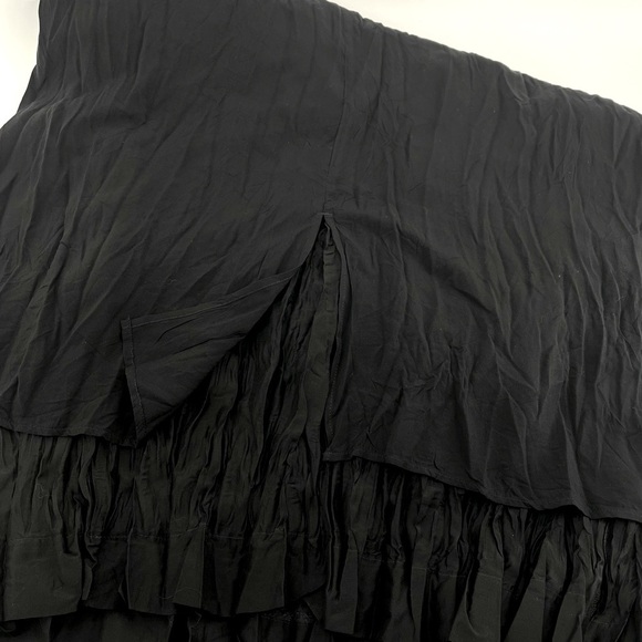 J. Crew Black Crinkled Gathered-Waist Skirt Summer Beach Size Large - Picture 5 of 7